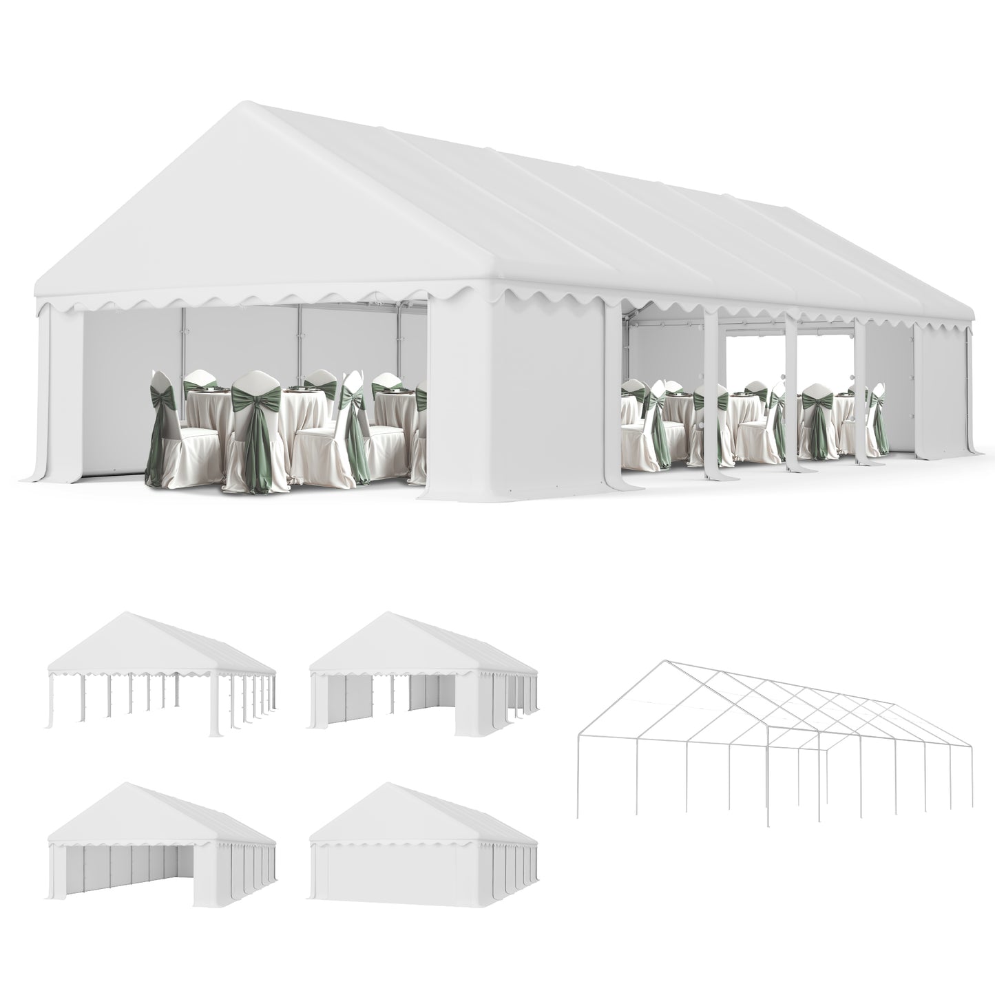 Summit Living 20 x 40 x 10 FT Party Tent with Removable Sidewalls, Heavy Duty Outdoor Event Canopy Shelter, Wedding Tent, White