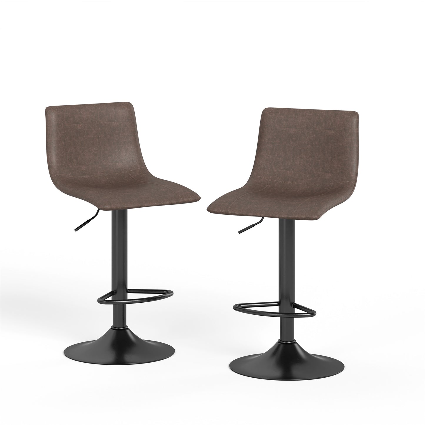 Summit Living Adjustable Swivel Bar Stools Kitchen Faux Leather Counter Stools Set of 2 with Backrest, Gray