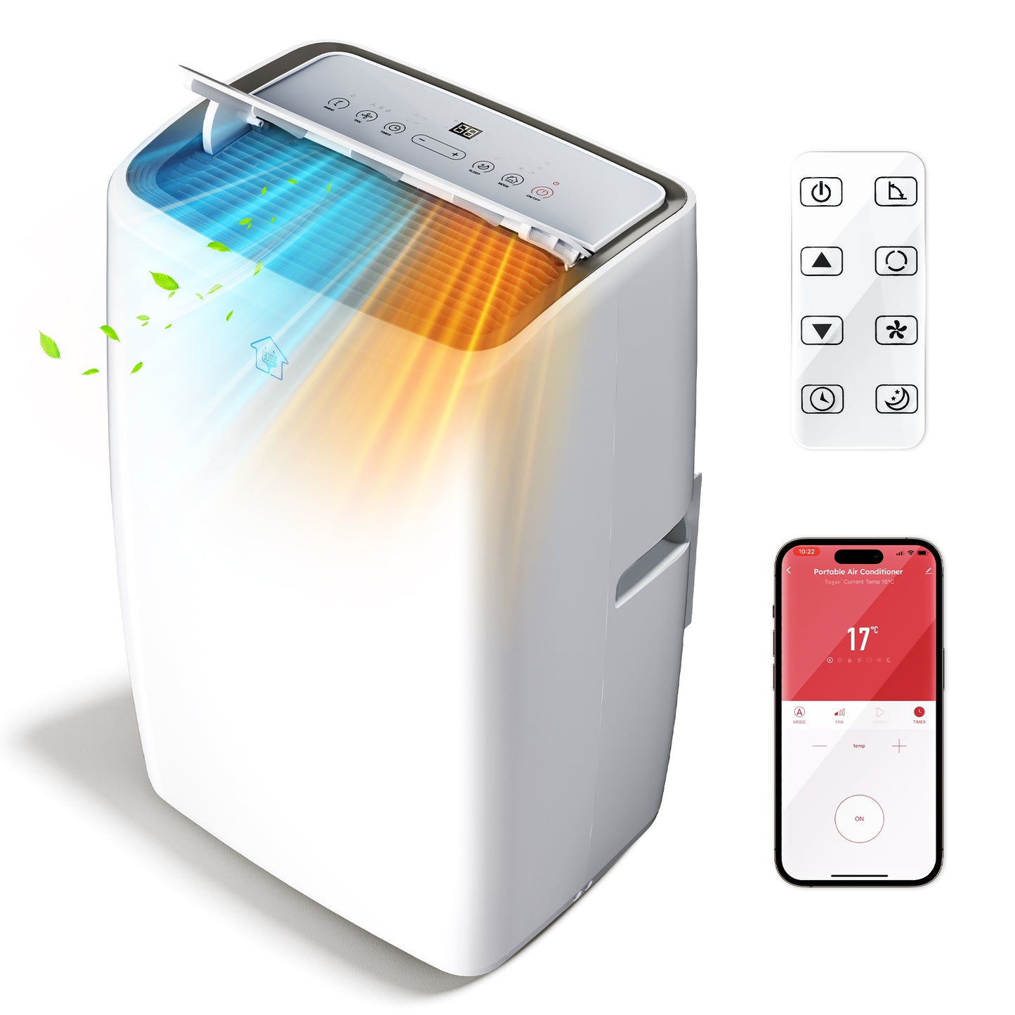 MF Studio 12000BTU ASHRAE Portable Air Conditioner with APP/Remote Control, Covers up to 550 Sq. Ft, 4-in-1 Standing AC with Cooling, Heating, Dehumidifier, Fan Modes