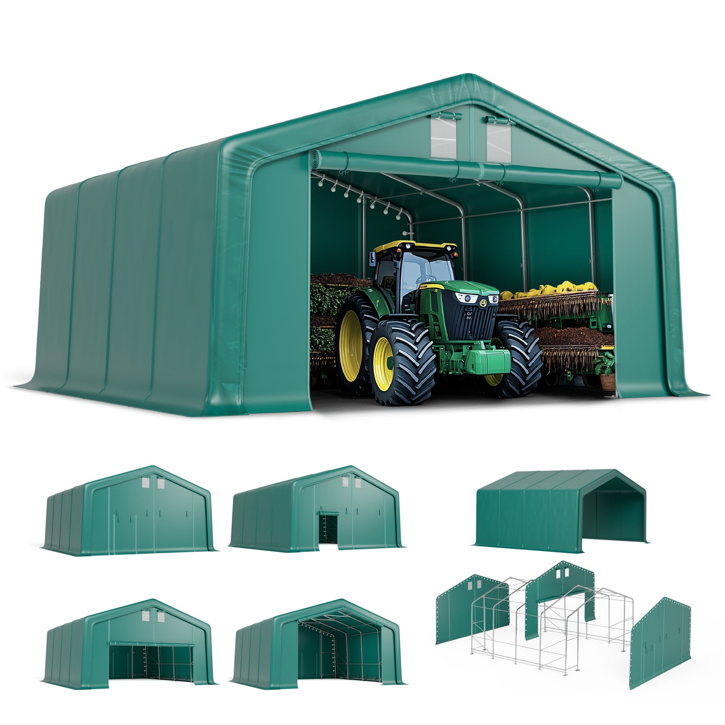 Summit Living 20 x 20 x 11.8 FT Outdoor Green Portable Carport with All-Weather Canopy, Multiple Use Outdoor Storage Shelter Shed