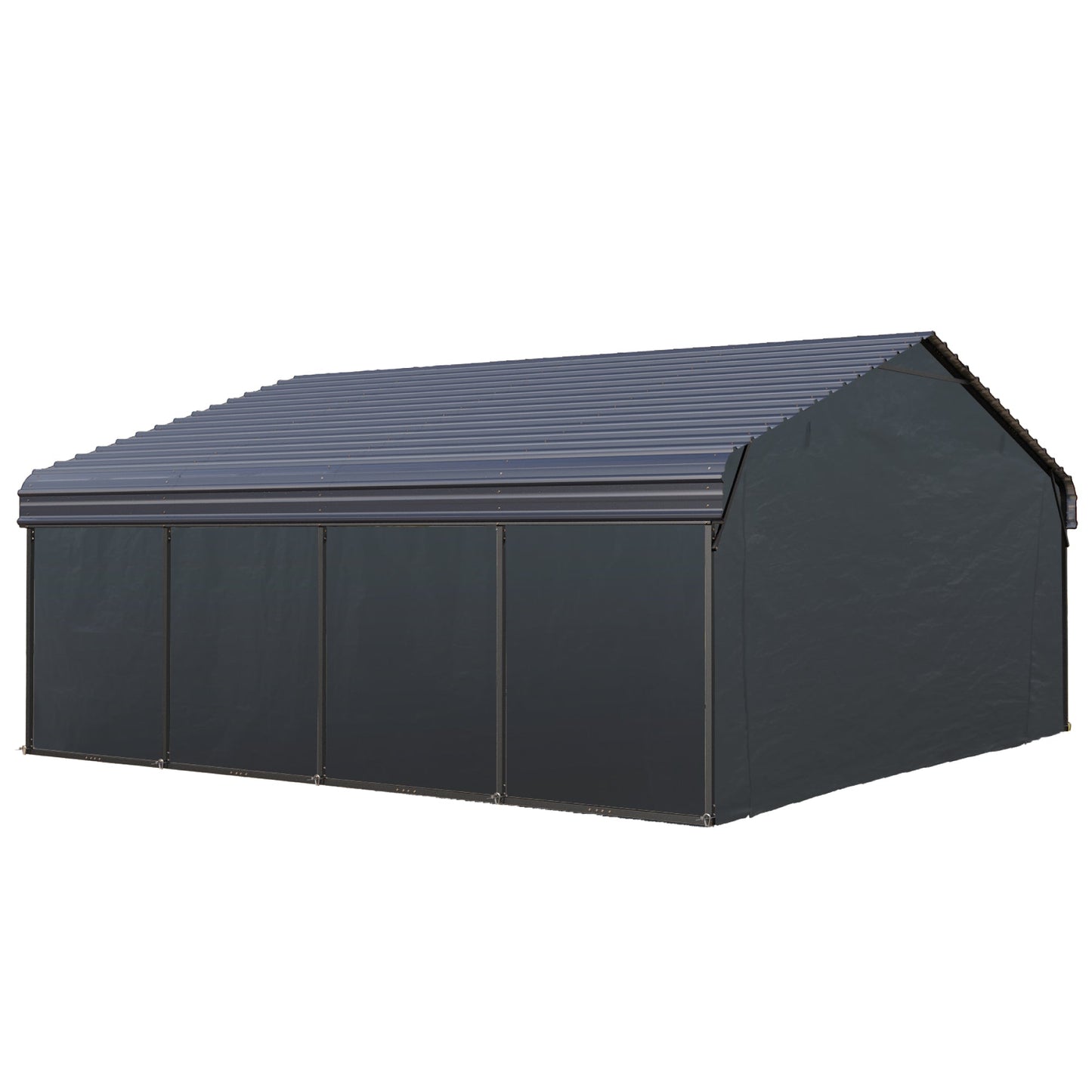 Summit Living 20 x 20 ft Metal Carport with Sidewalls & Galvanized Steel Roof, Heavy-Duty Steel Garage Car Storage Shelter, Gray