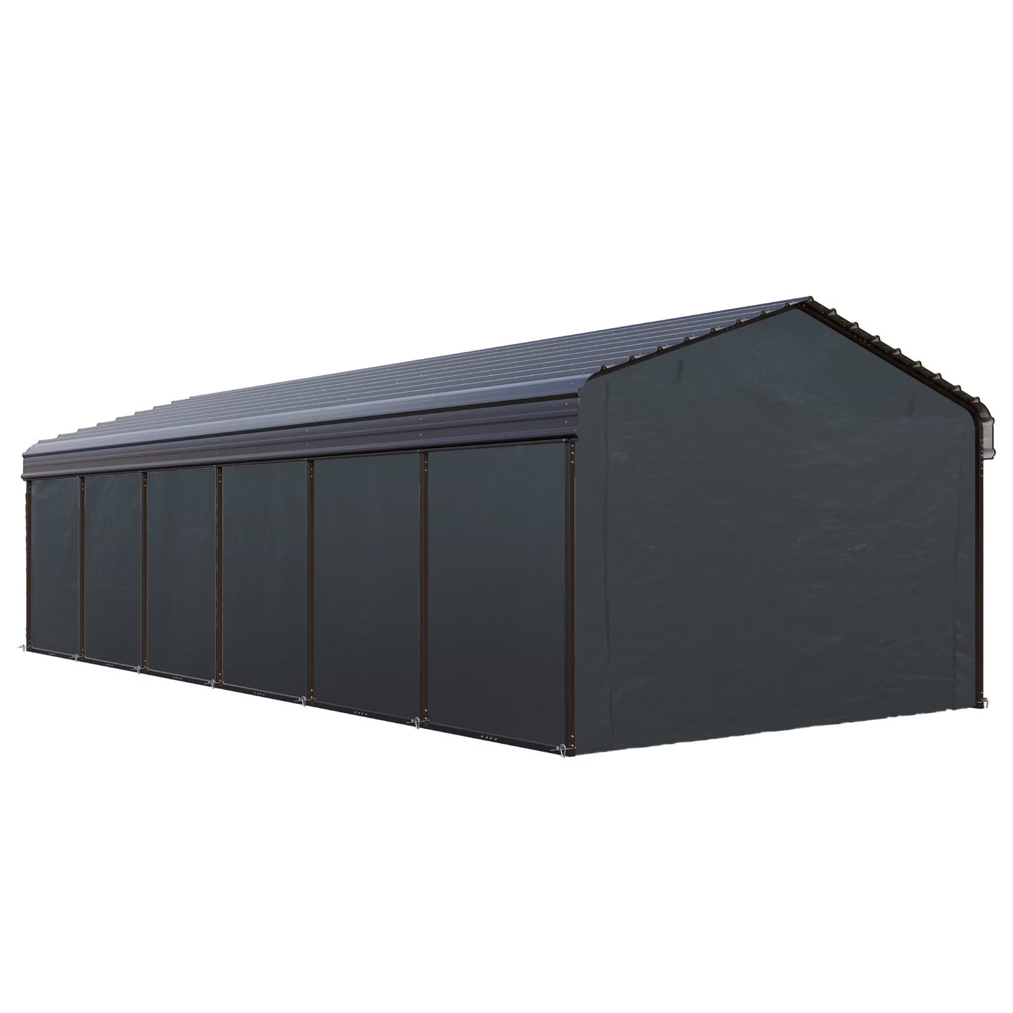 SUMMIT LIVING 12 x 30 ft Metal Carport with Galvanized Steel Panel Roof & Sidewalls, 2 Cars Heavy Duty Carport, Outdoor Garage Shelter for All Weather