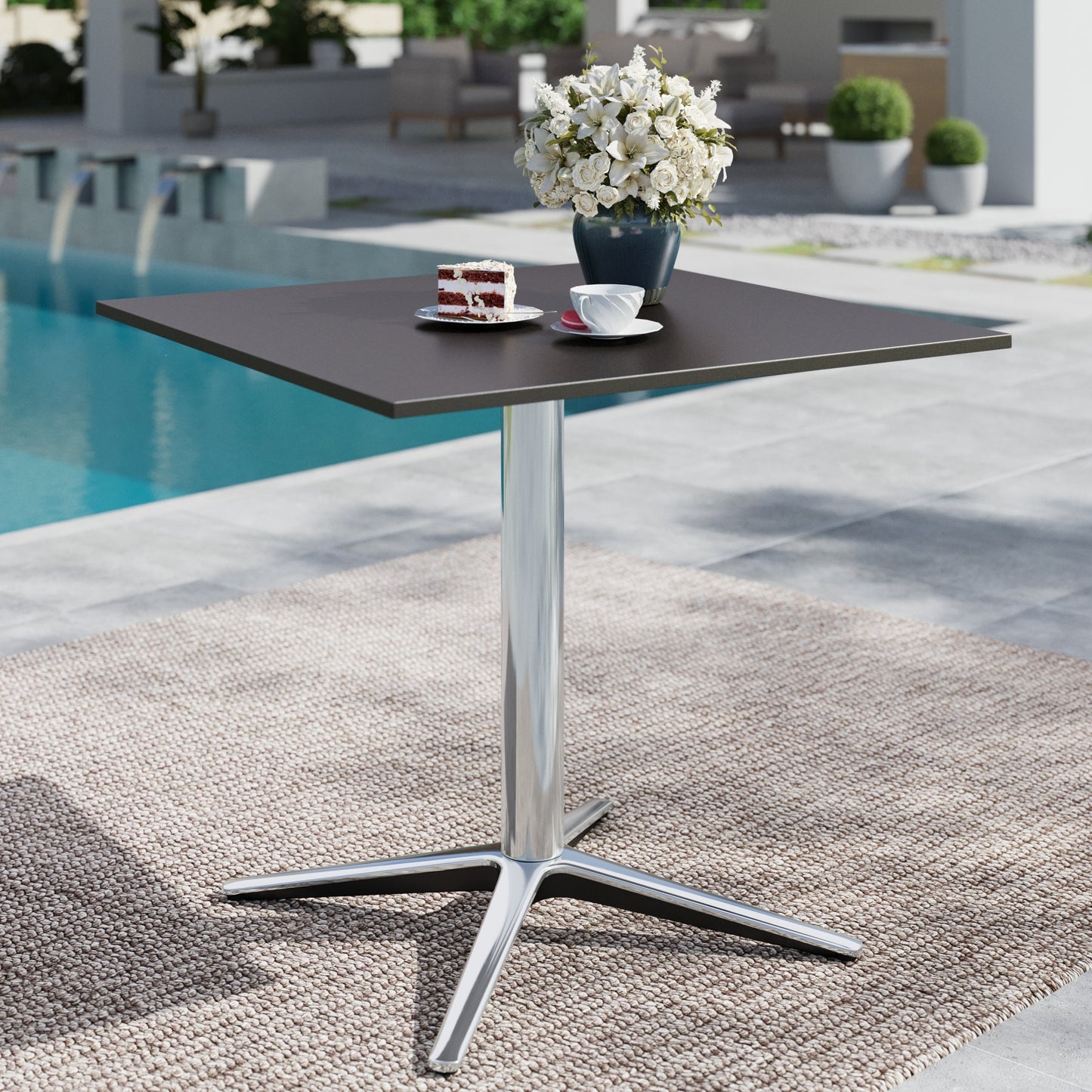 MF Studio 31" Square Metal Outdoor Patio Bistro Dining Table for 4, Black