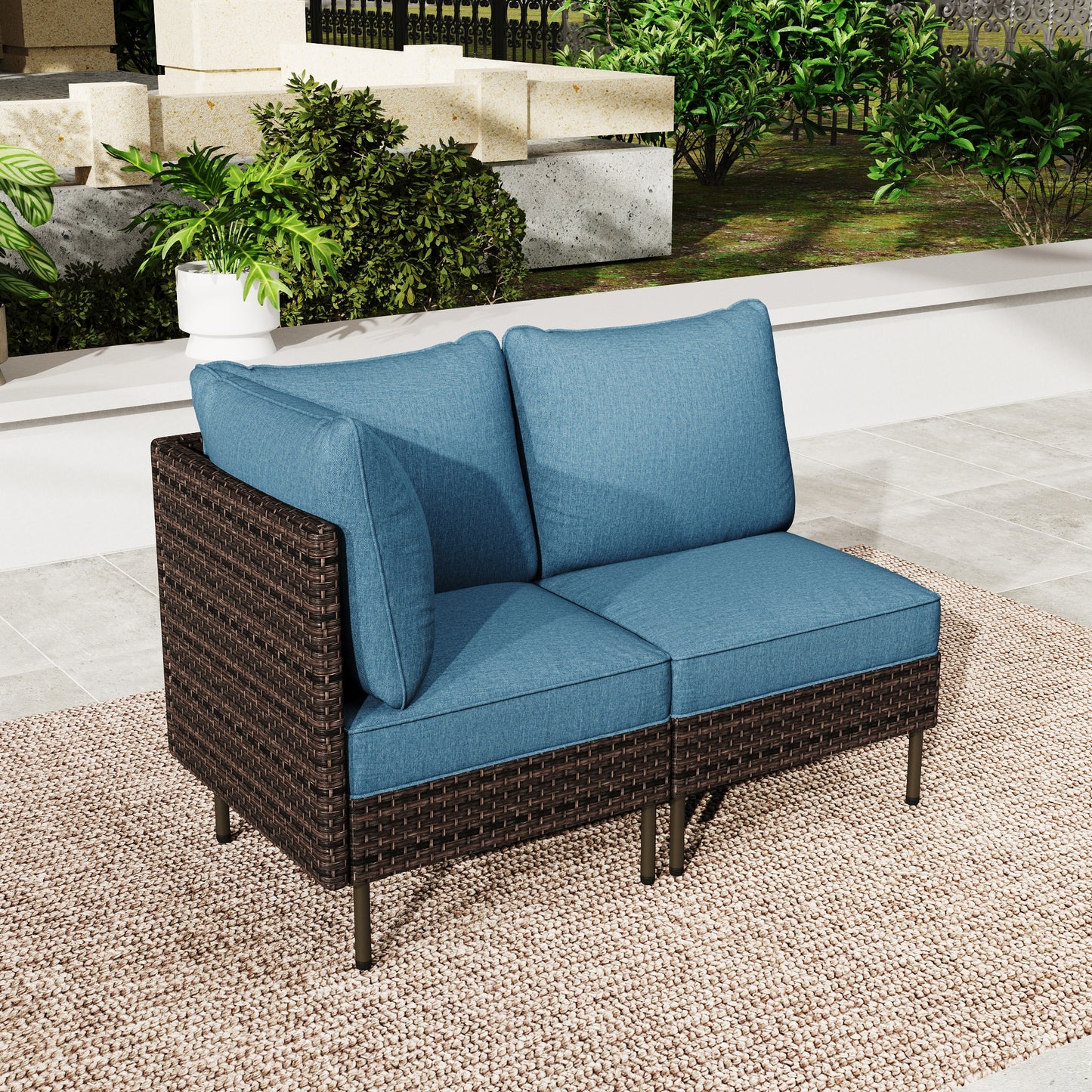 Summit-Living-2-Seat-Wicker-Outdoor-Loveseat-Sofa-with-Cushions-and-Pillows-for-Balcony-Porch-Deck-Garden-Blue