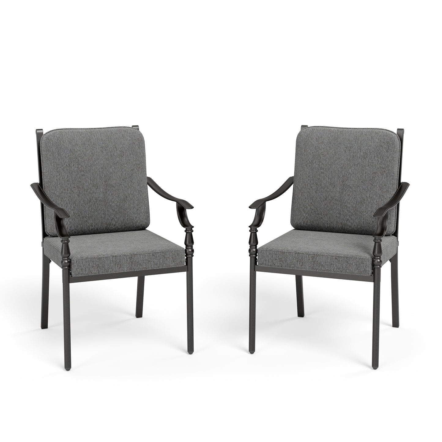 Summit Living Set of 2 Metal Outdoor Patio Dining Chairs with Cushion, Gray