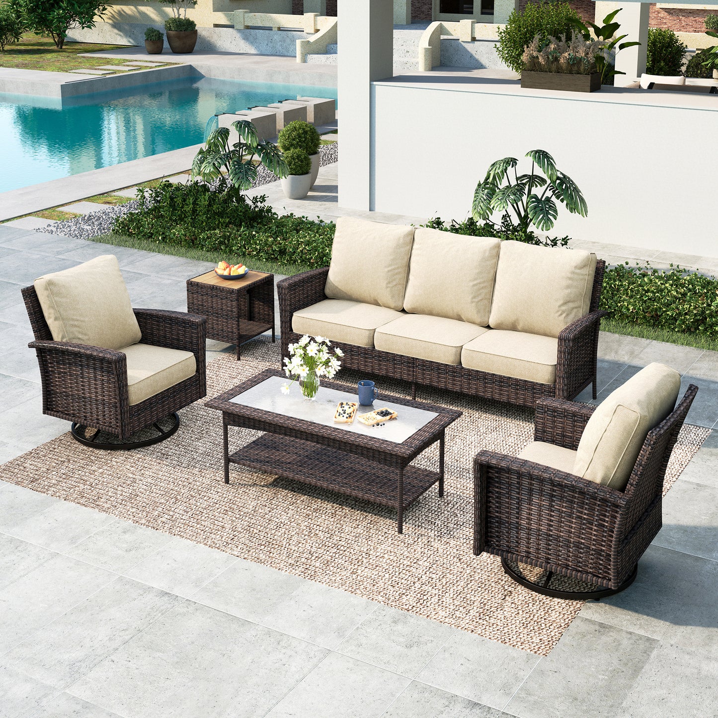 Summit-Living-5-Seat-Wicker-Patio-Furniture-Set-with-2-Swivel-Chairs-3-Seat-Sofa-with-2-pieces-Coffee-Table-Outdoor-Rattan-Sectional-Conversation-Set-Beige