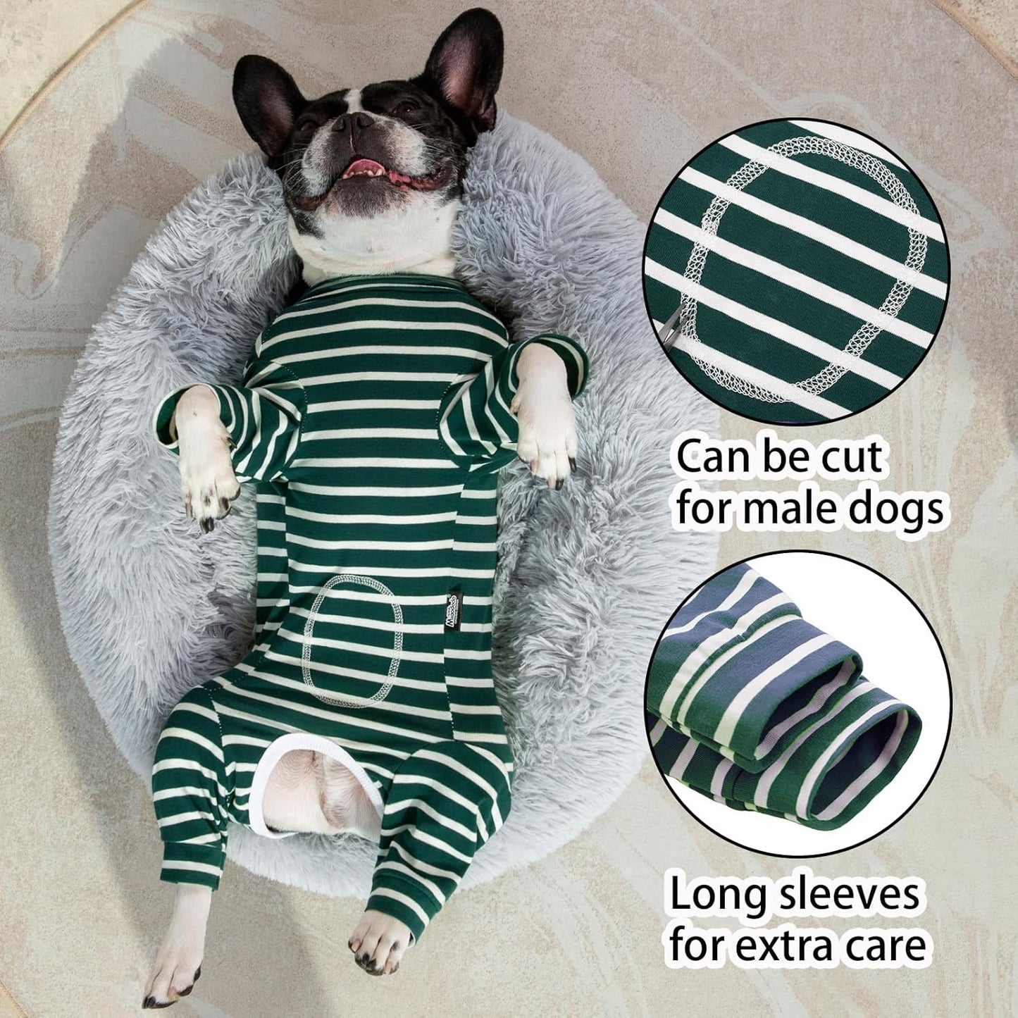 Grandtail Long Sleeve Recovery Suit for Dogs Spay Neuter Suit for Dogs After Surgery Small Medium Dogs Surgical Onesie Dog Cone