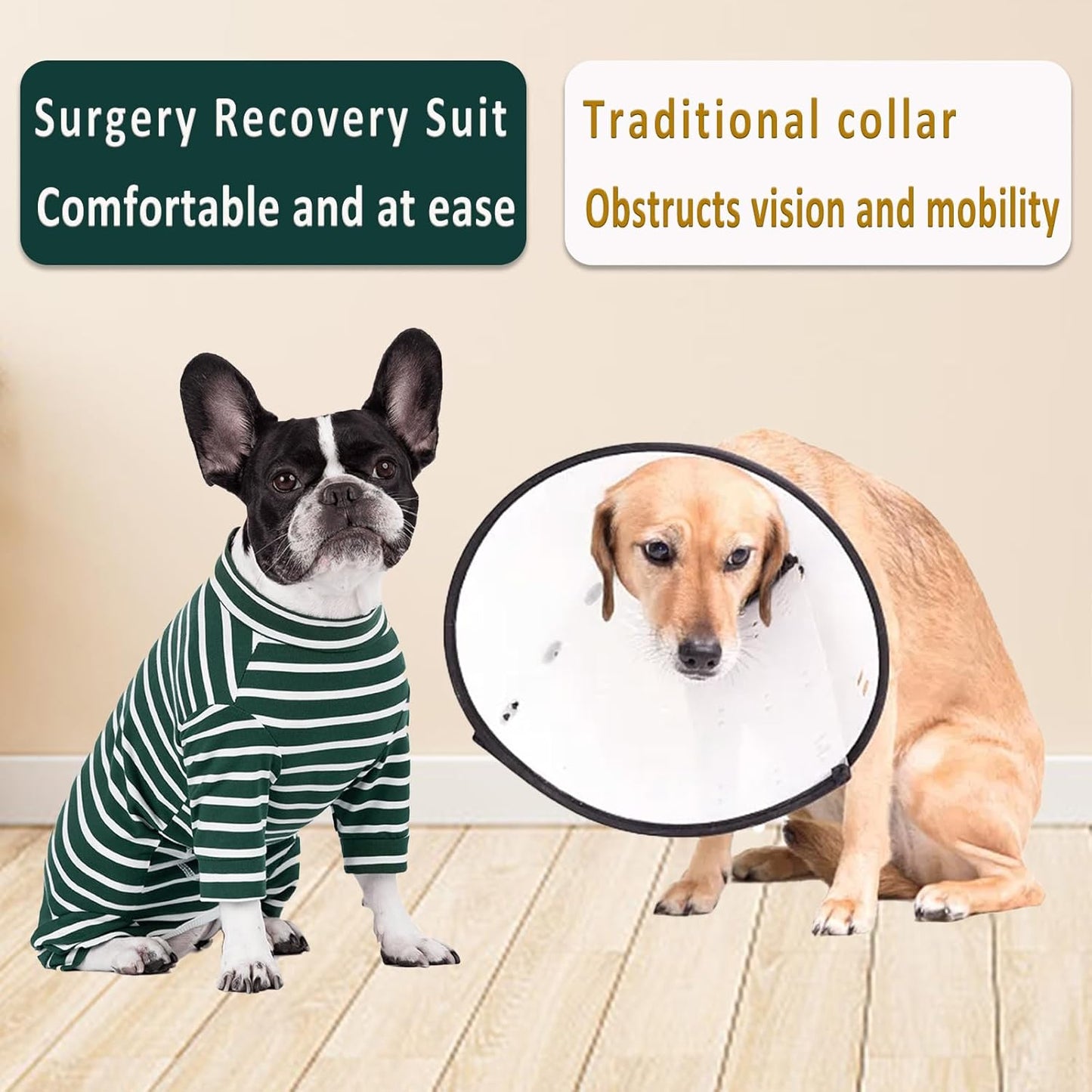 Grandtail Long Sleeve Recovery Suit for Dogs Spay Neuter Suit for Dogs After Surgery Small Medium Dogs Surgical Onesie Dog Cone