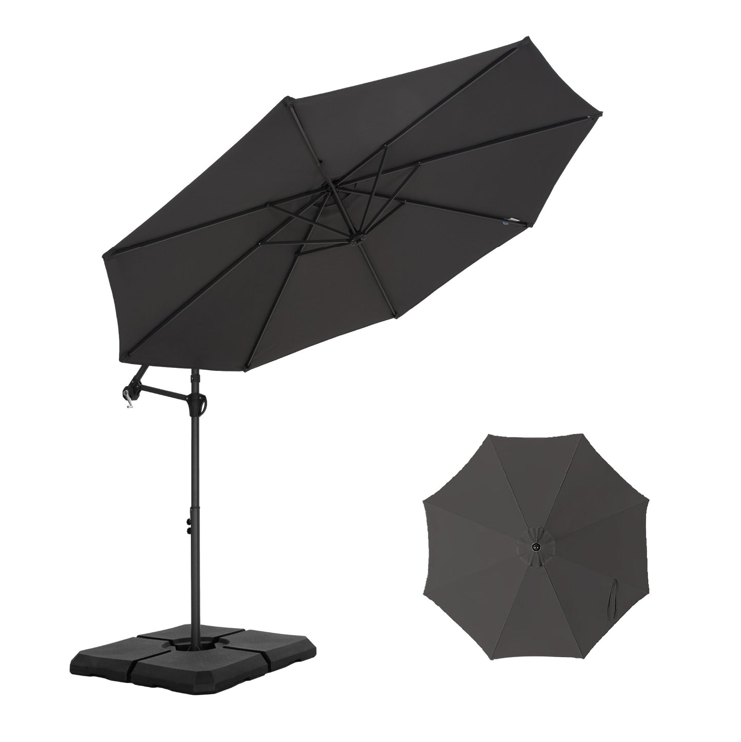 Summit Living 10 FT Patio Umbrella Offset Cantilever Umbrella with Weighted Base Included Gray