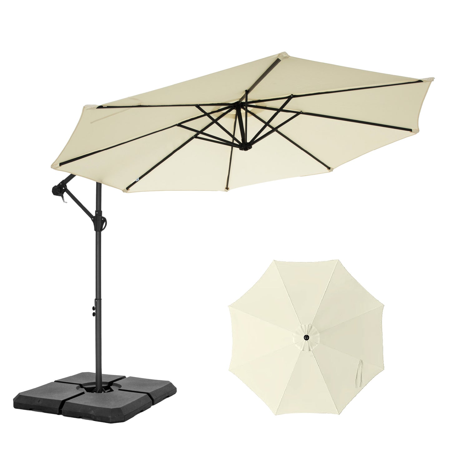 Summit Living 10 FT Patio Umbrella Offset Cantilever Umbrella with Weighted Base Included White