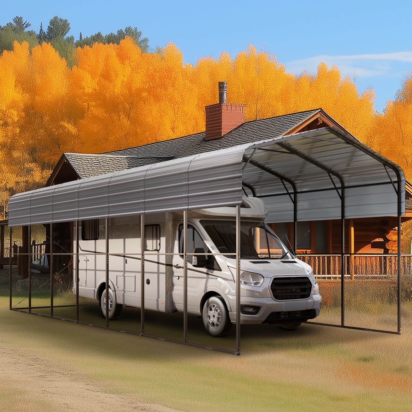 Summit Living 14’x 35’ Metal RV Carport with Galvanized Roof, 13’Top Height & 10.8’Side Height, Heavy Duty Outdoor Garage