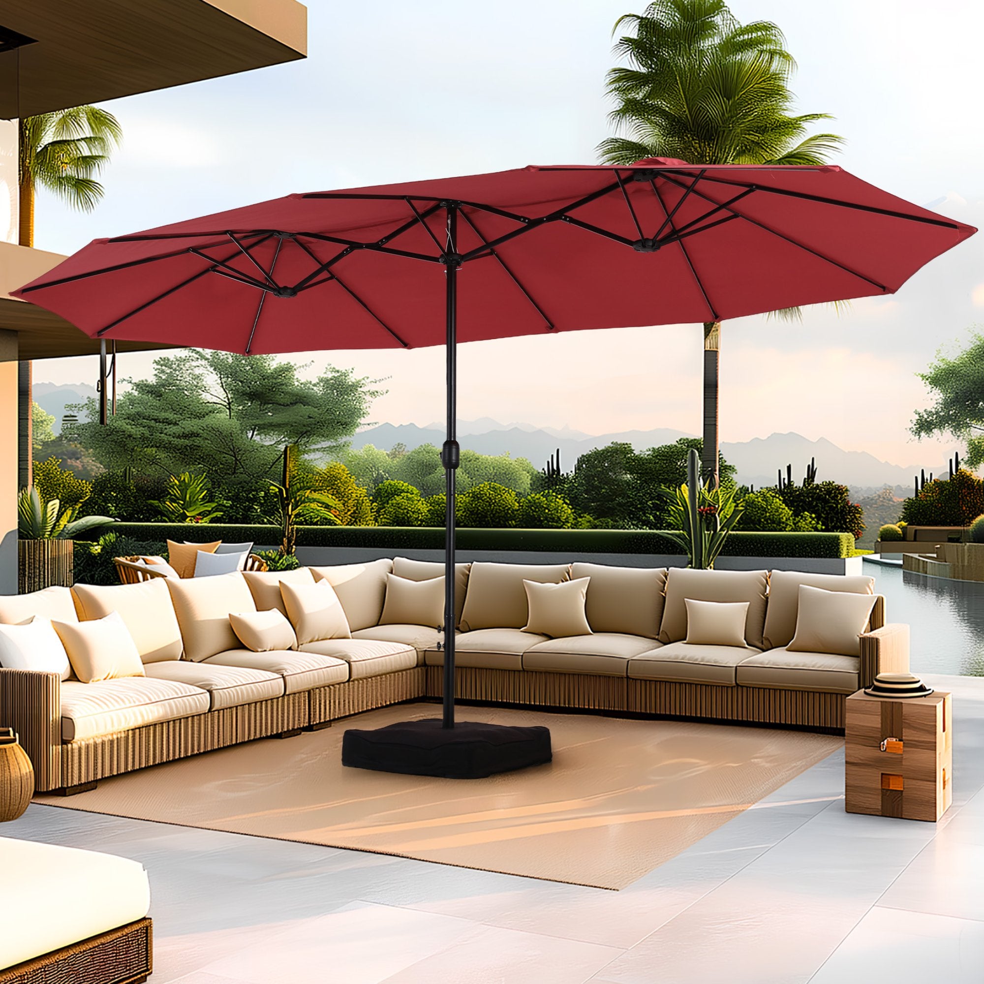 Summit Living 15 ft Large Patio Umbrella with Base (Included) Double-S – summitlivin
