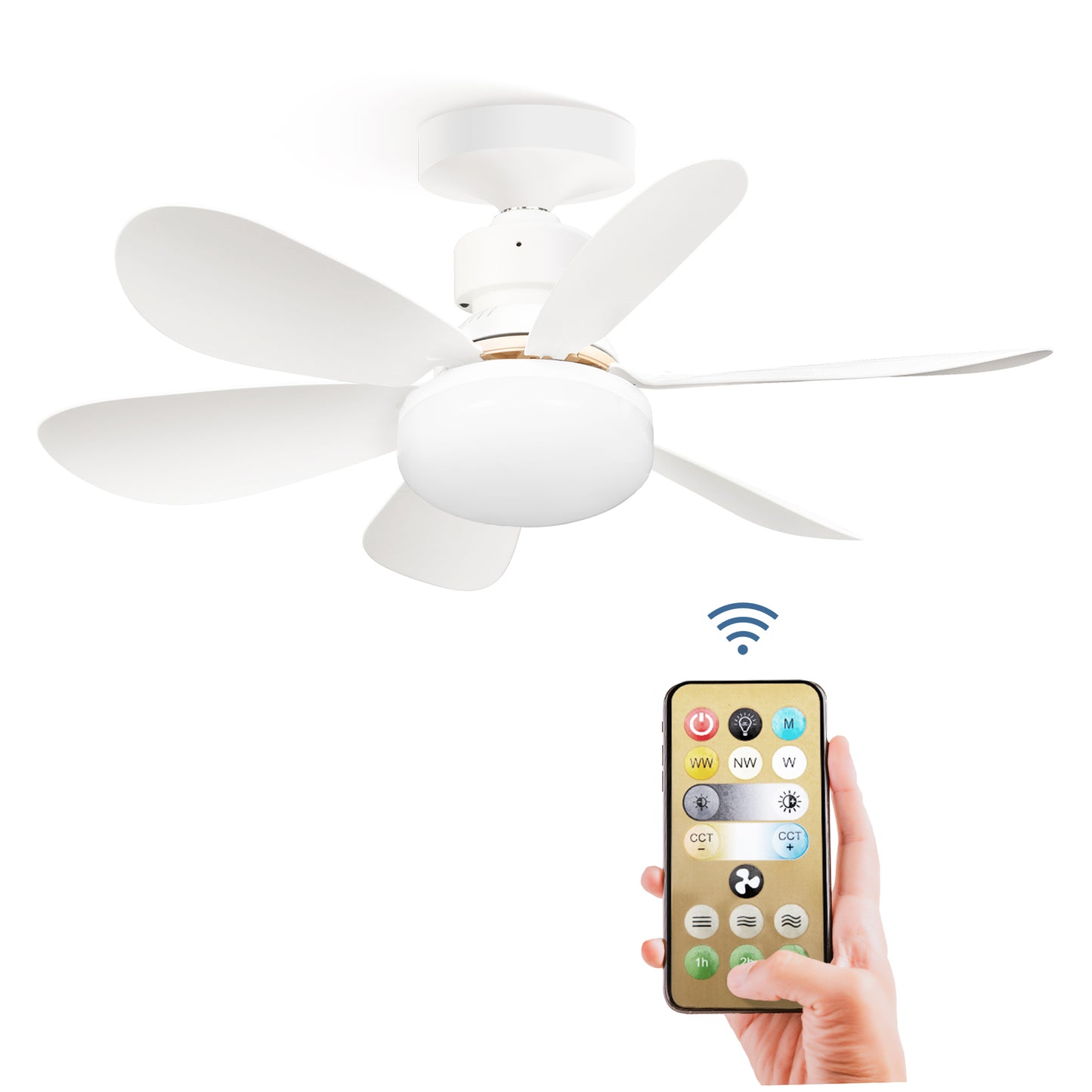 Summit Living 20.5” Acrylic Ceiling Fan with LED Light, Remote Control, 3 Speeds & 3 Color Models, White