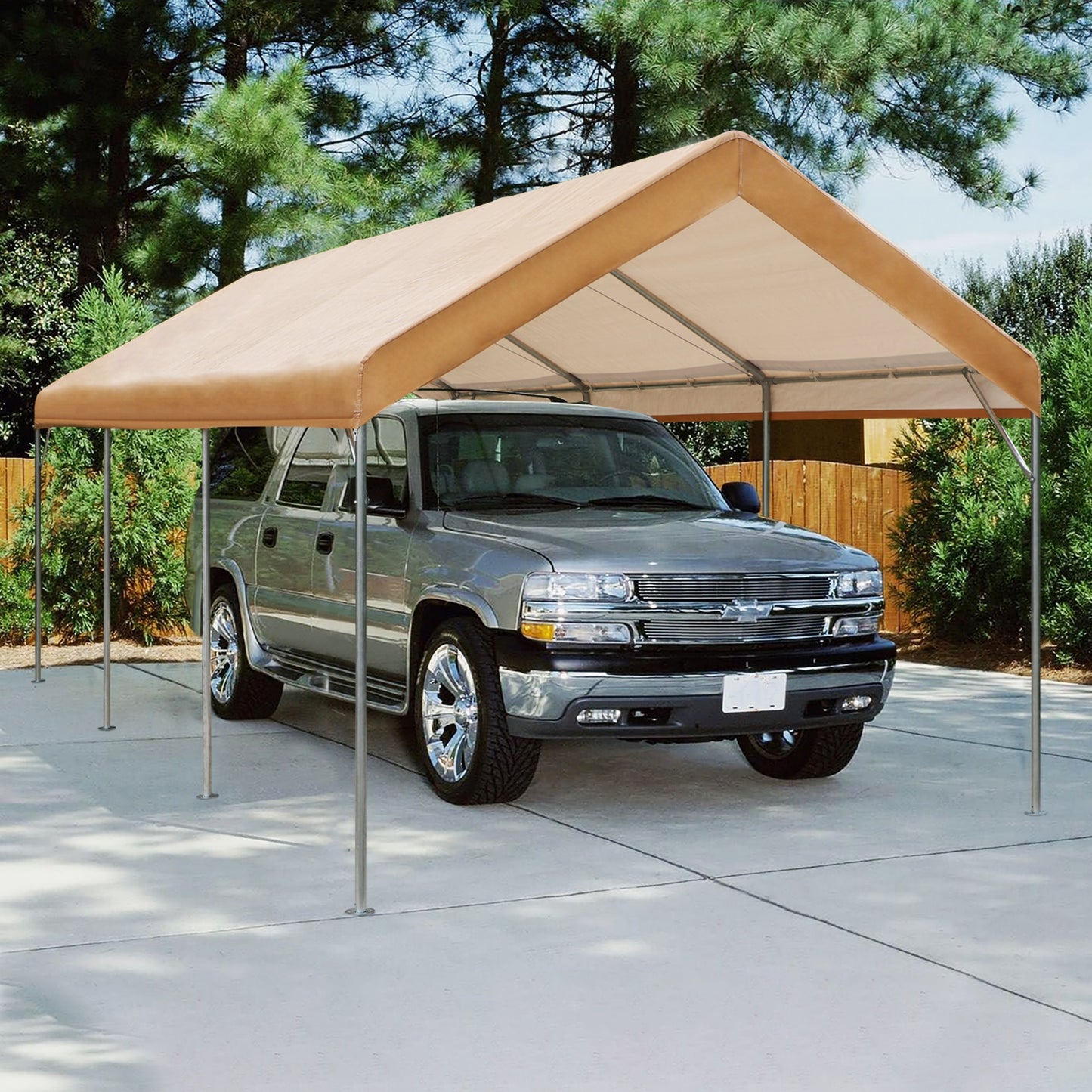 MF Studio Outdoor 10' X 20' Carport Heavy Duty Car Canopy Storage Shelter with 8 Legs Beige