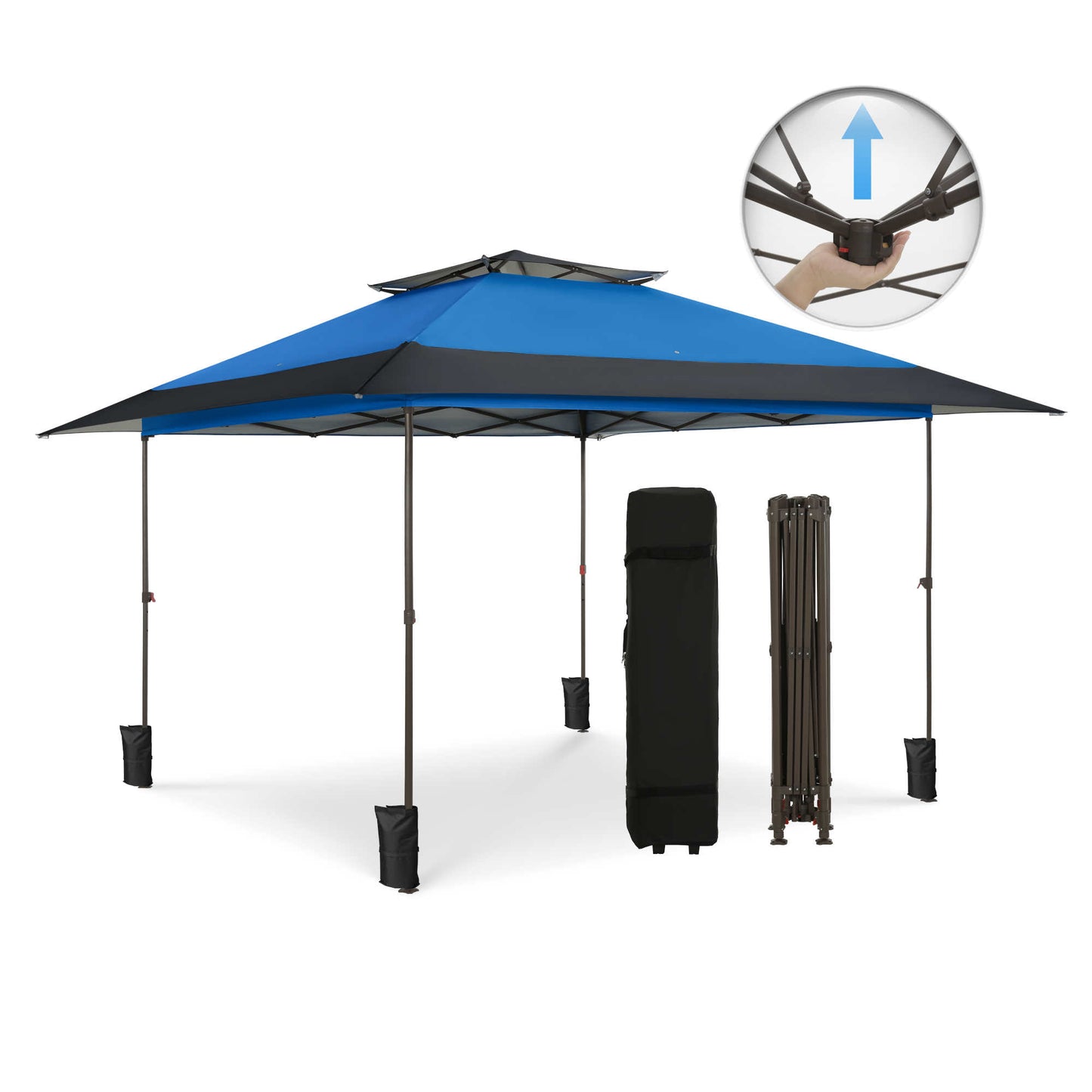 Summit Living 13 x 13 Ft Pop up Canopy Tents for Outside Easy Setup Canopy Shelter w/ 1-Button Setup Blue