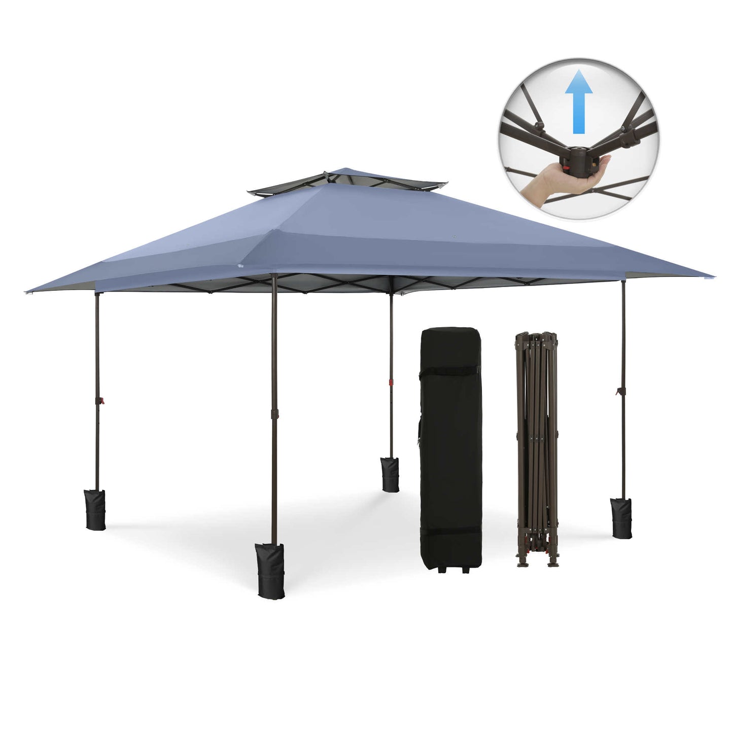 Summit Living 13 x 13 Ft Pop up Canopy Tents for Outside Easy Setup Canopy Shelter w/ 1-Button Setup Grey