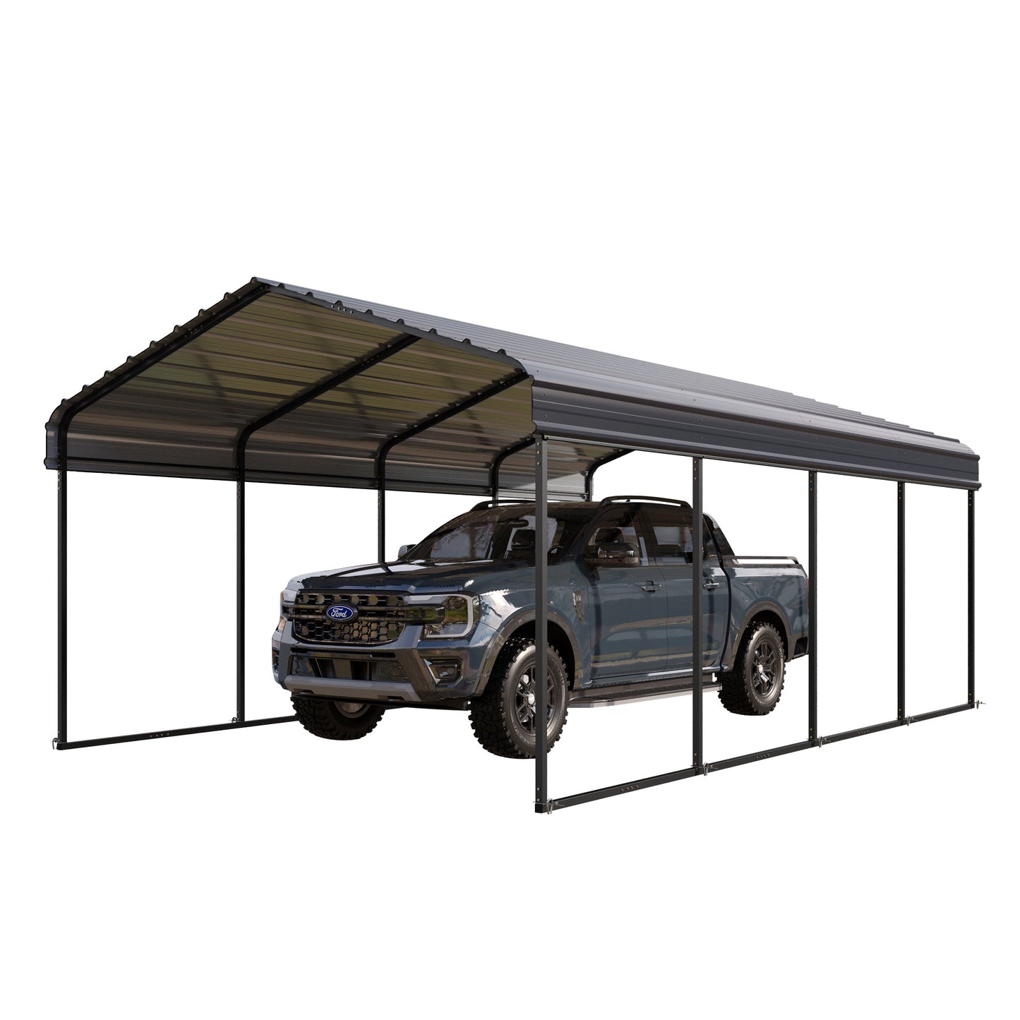 Summit Living 12 x 20 ft Carport with Galvanized Steel Roof, Heavy-Duty Garage Car Storage Shelter, Gray