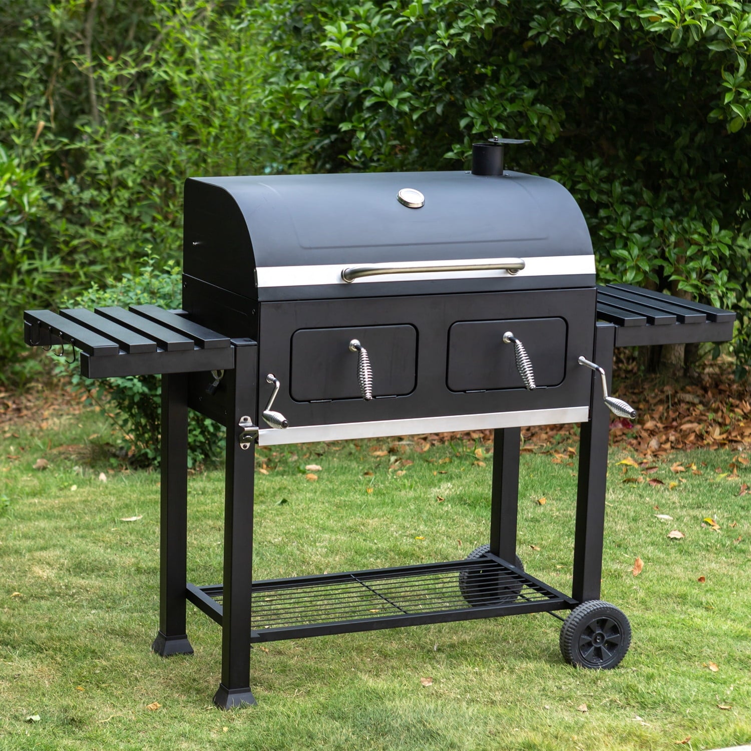 Summit Living 34 Inch Charcoal Grill Extra Large Portable BBQ Grill Black