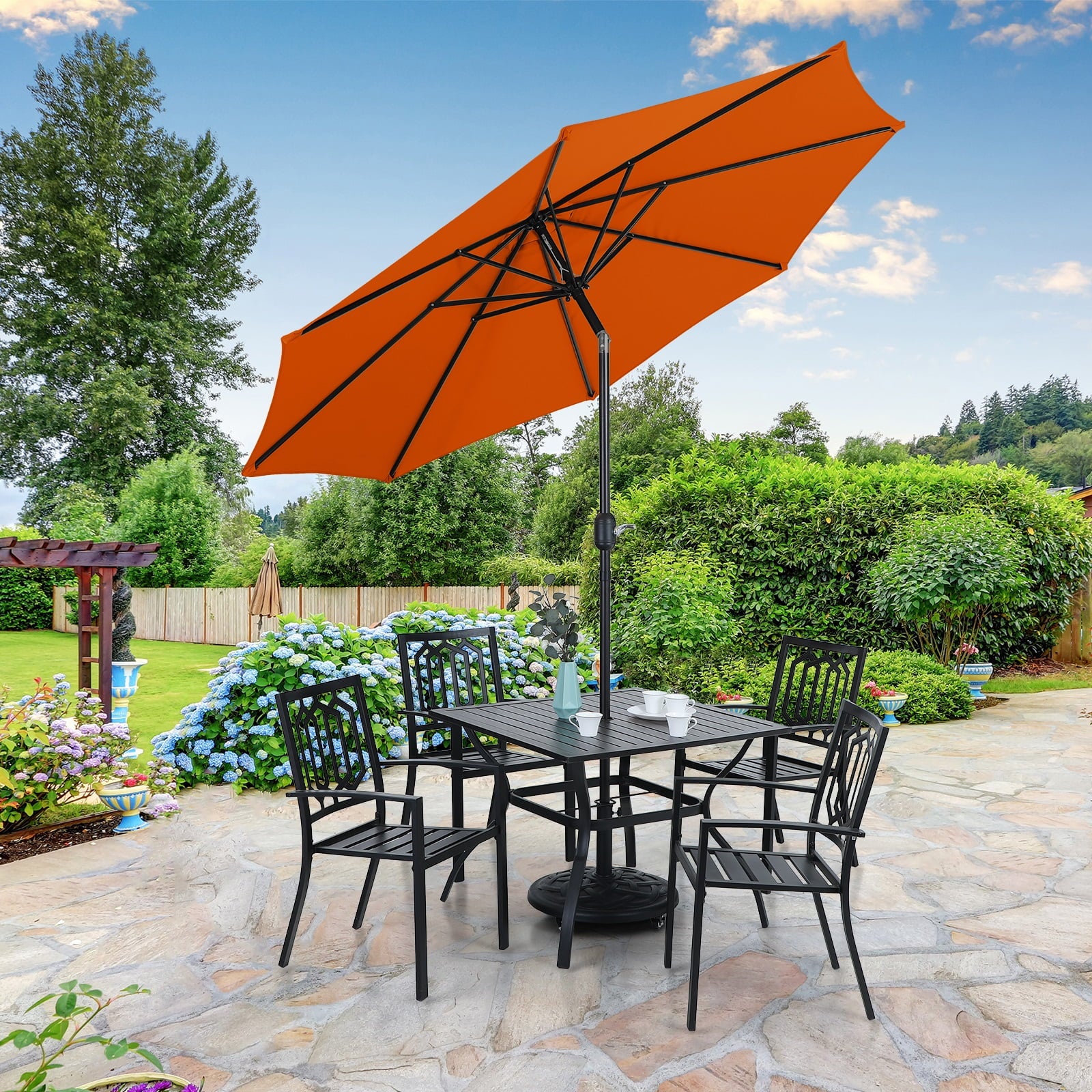 11' patio umbrella Treasure Garden 11 ft Octagonal Outdoor Patio Umbrella (High-Performance Auto-Tilt)
