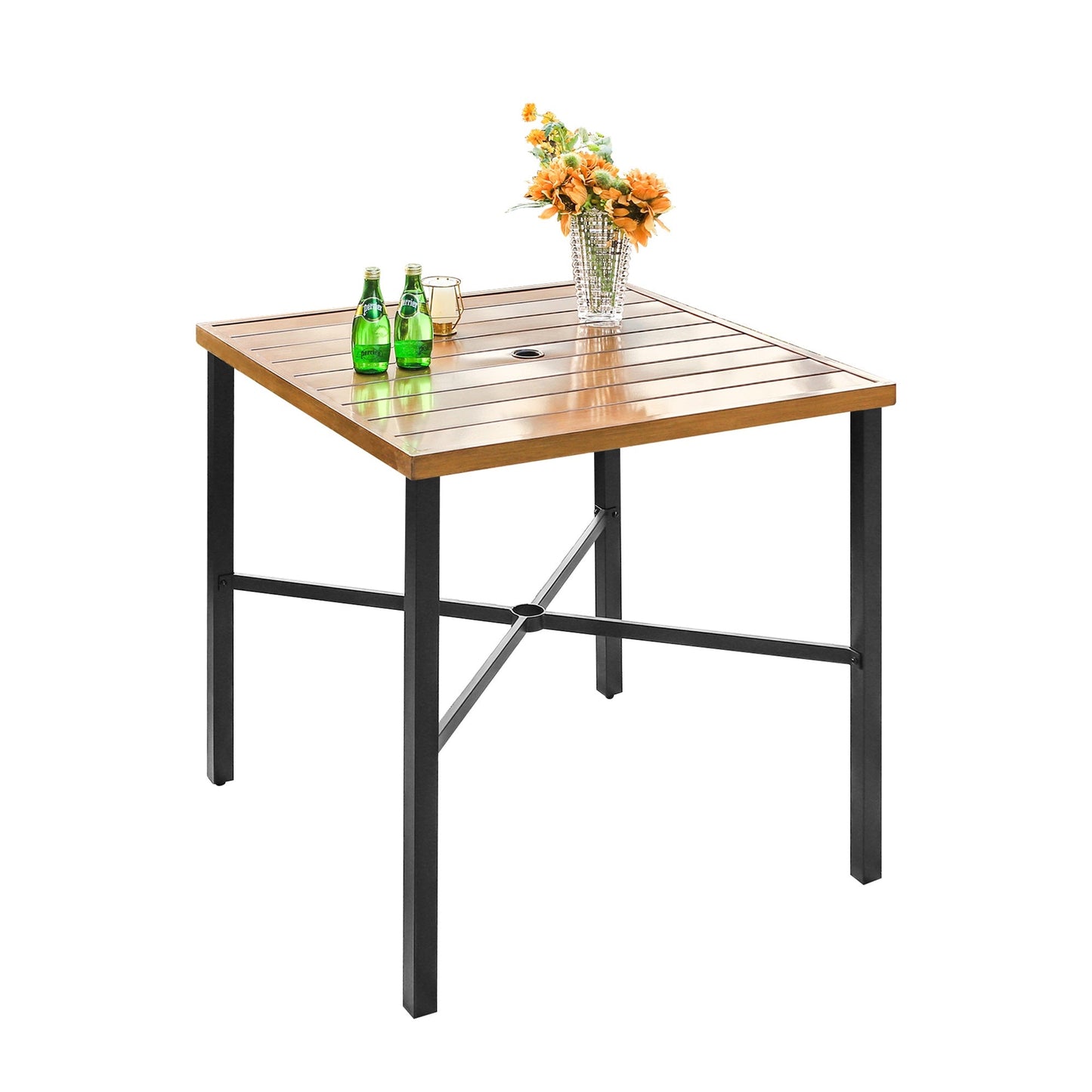 MF Studio 36 inch Outdoor Metal Counter Height Pub Table,Patio Bar Table for Bistro,Black&Orange