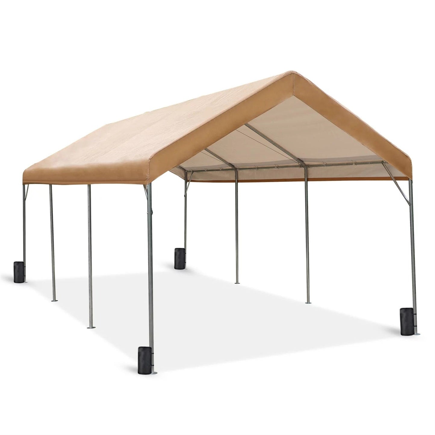 MF Studio 10' X 20¡¯ Carport Heavy Duty Car Canopy Galvanized Car Boat Shelter with 8 Legs Beige