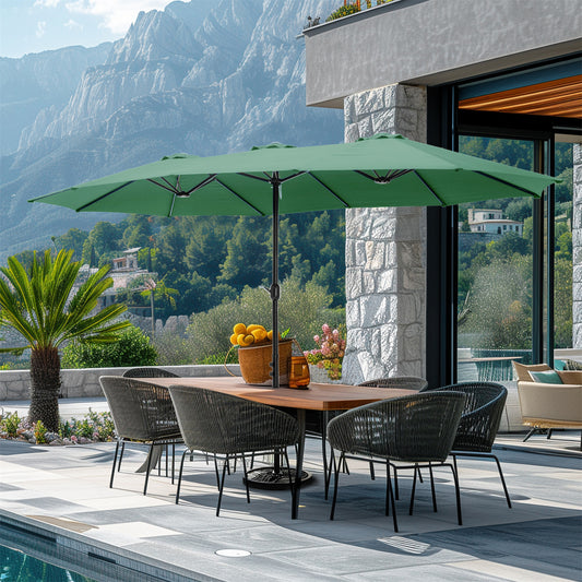 Summit Living 15 FT Patio Umbrella with Base Included Large Outdoor Market Umbrella Mint Green