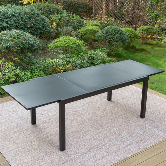 MF Studio 99" Steel Extendable Outdoor Patio Dining Table for 6-8 Person, Black