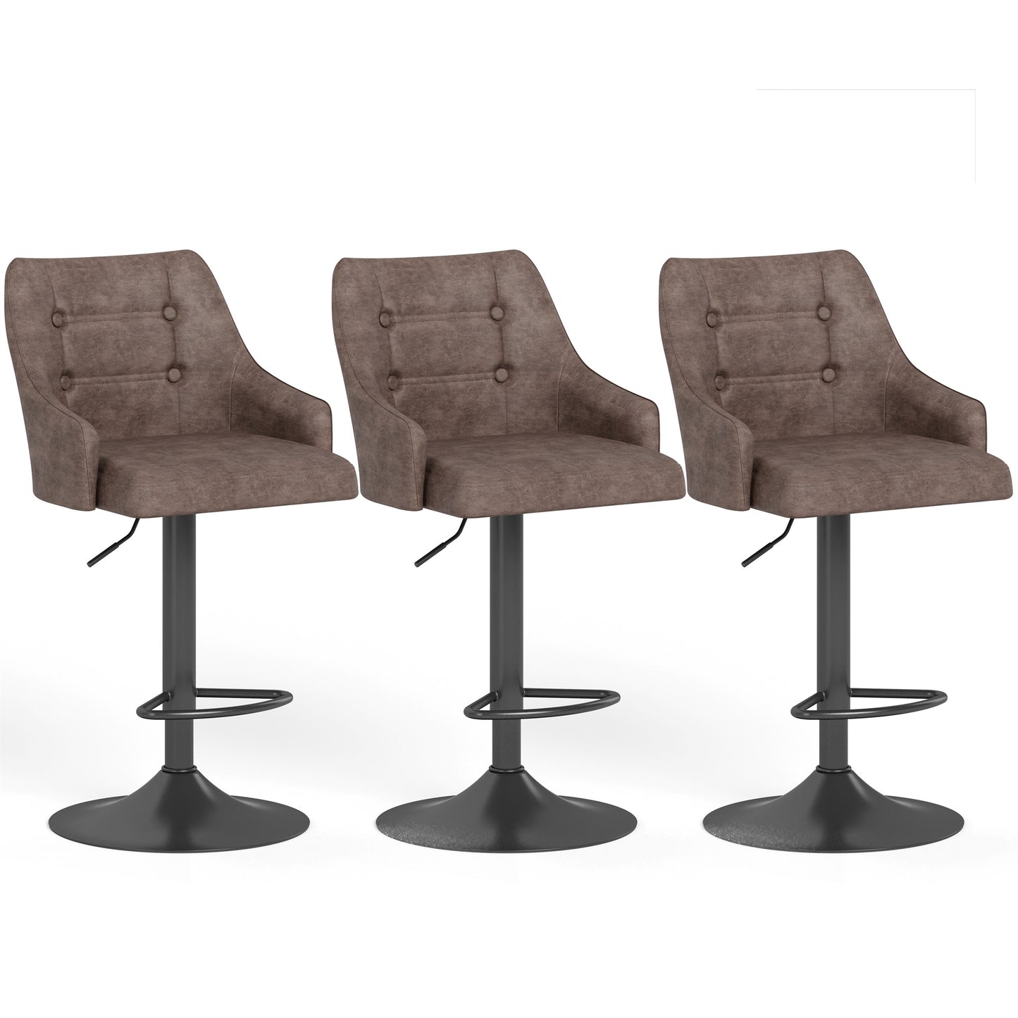 Summit Living Counter Height Bar Stools Swivel Kitchen Counter Island Faux Leather Dining Chairs Set of 2 with Backrest, Gray