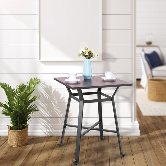 Summit Living 29.5" Square Bar Dining Table Metal Wood Bistro Pub Table for living room, kitchen,restaurant, bistro, coffee house