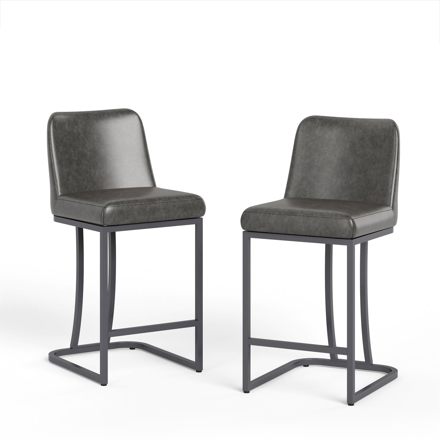 Summit Living 24 Inch Counter Bar Stools with Back for Kitchen Upholstered Faux Leather Barstools Set of 4 , White & Gold