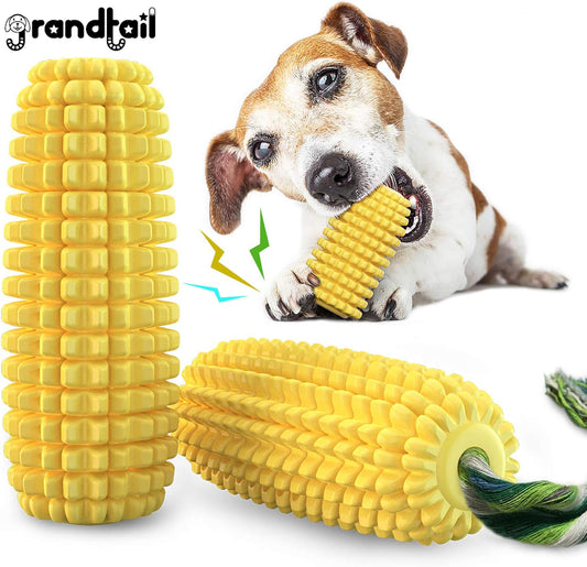 Grandtail Dog Chew Toys for Aggressive Chewers, Indestructible Tough Durable Squeaky Interactive Dog Toys, Puppy Teeth Chew Corn Stick Toy for Small Meduium Large Breed