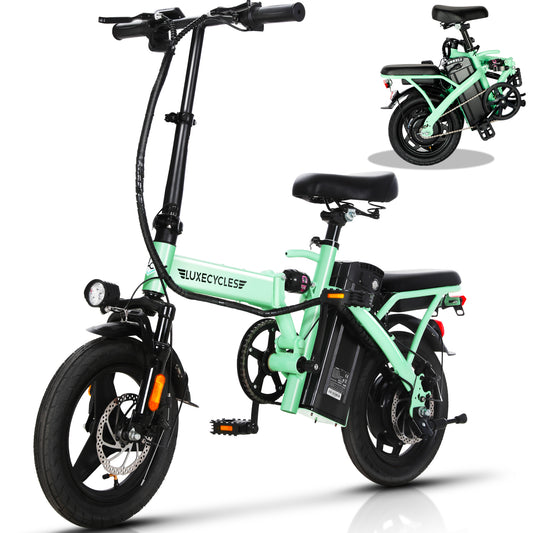 Summit Living 14" Folding Electric Bike for Adults Teens, 48V/13AH Battery E-Bike with 48V 350W (500W Peak) Motor, Pedal-Assist, 3 Riding Modes Commuter Cruiser City Electric Bicycle