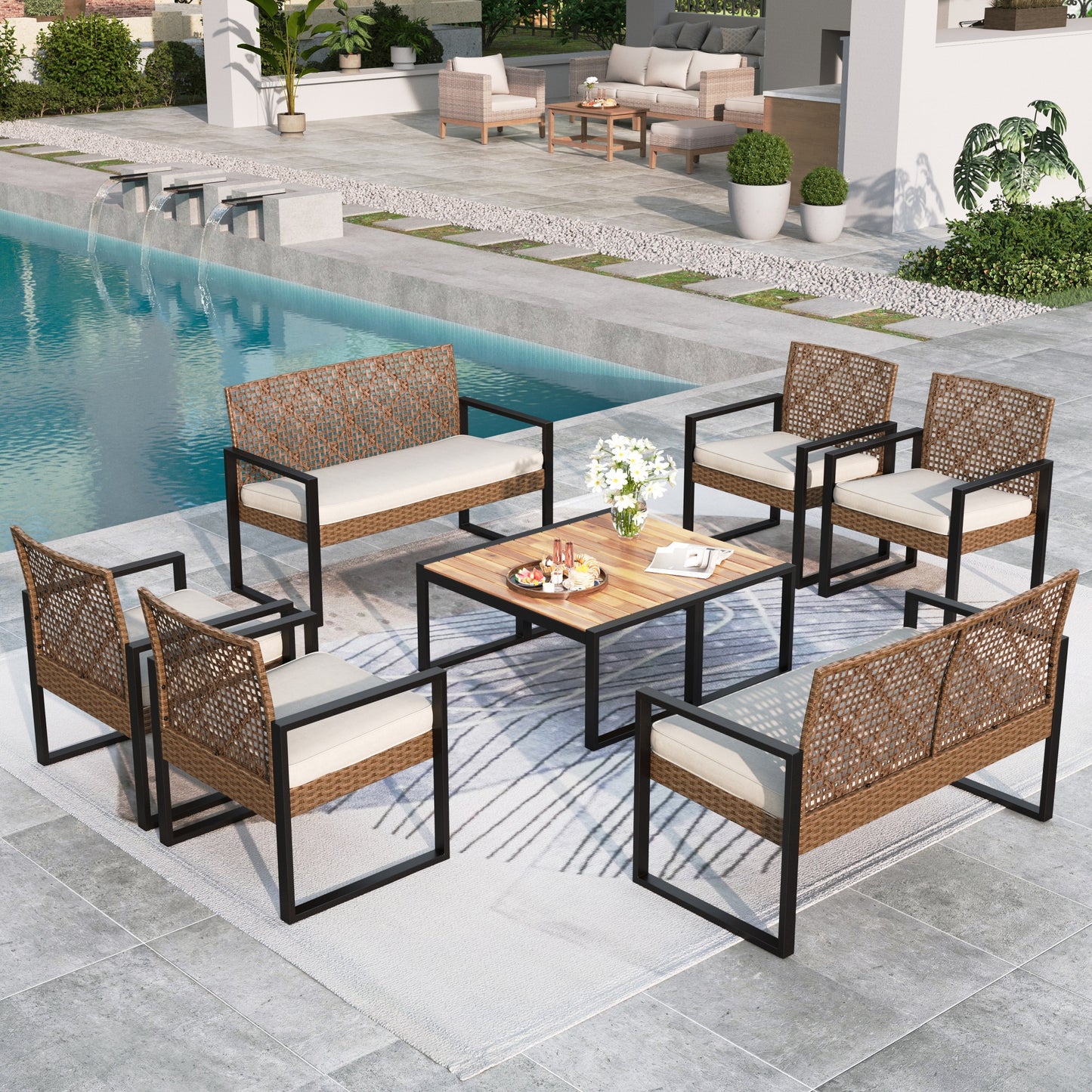 Summit Living Patio Conversation Set, 8 Piece All-Weather Outdoor Furniture Set