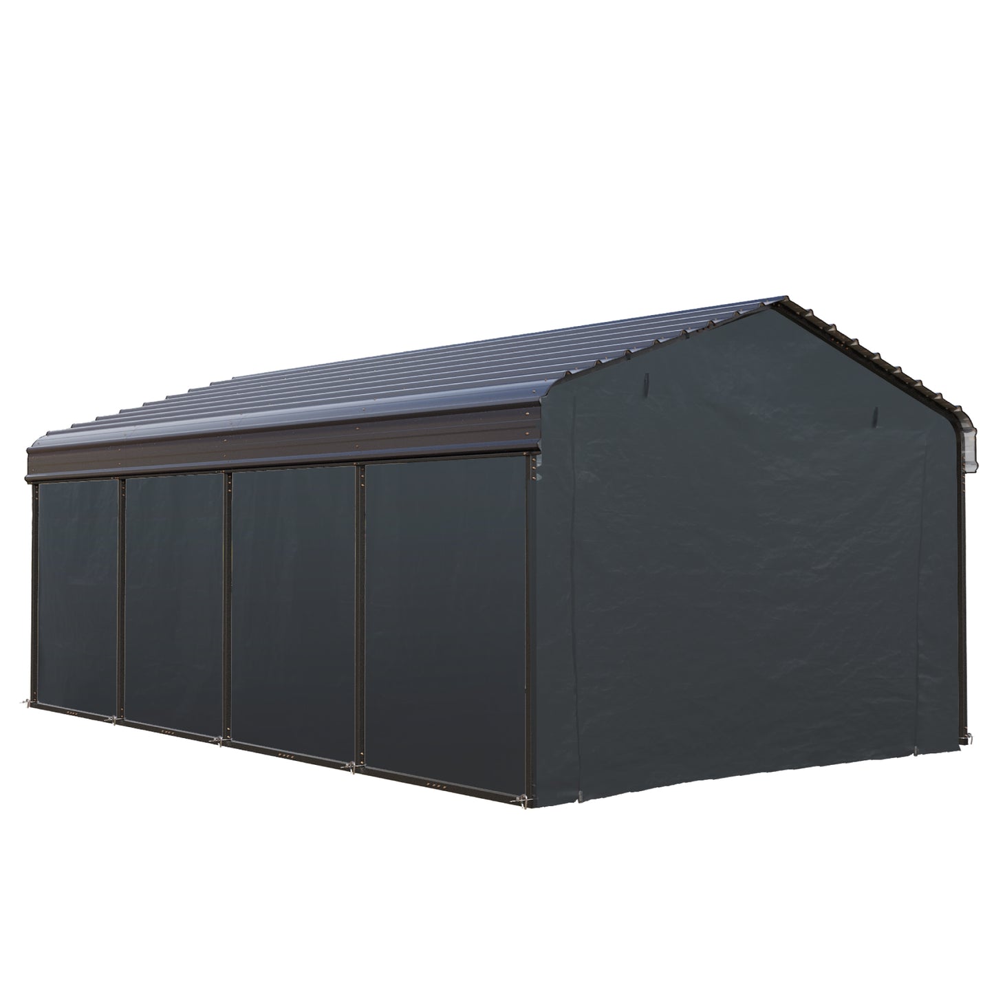 SUMMIT LIVING 12 x 20 ft Outdoor Metal Carport with Galvanized Steel Roof & Removable Sidewalls, Heavy Duty Outdoor Garage for Cars, Boats, SUV and Truck