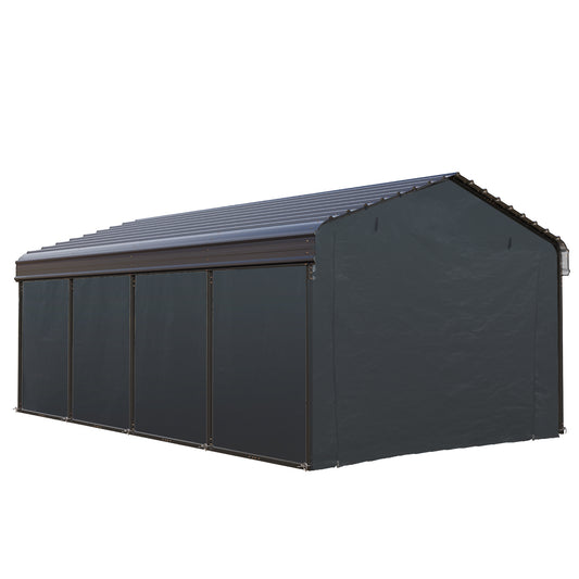 SUMMIT LIVING 12 x 20 ft Outdoor Metal Carport with Galvanized Steel Roof & Removable Sidewalls, Heavy Duty Outdoor Garage for Cars, Boats, SUV and Truck