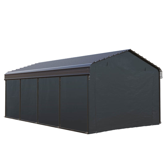 Summit Living 12 x 20 ft Metal Carport with Sidewalls & Galvanized Steel Roof, Heavy-Duty Steel Garage Car Storage Shelter, Gray