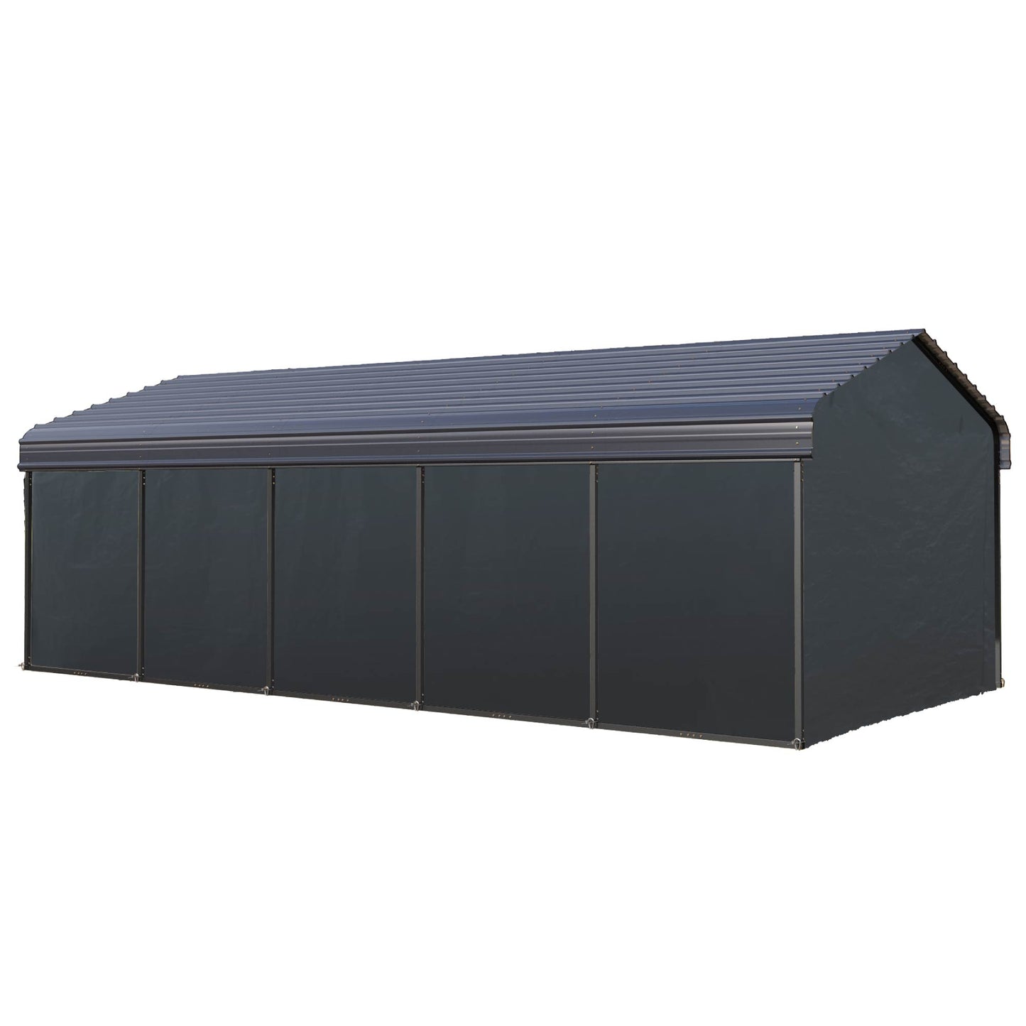 Summit Living 12 x 25 ft Steel Carport with Side Walls and Galvanized Metal Roof, Heavy Duty Outdoor Garage Car Shelter