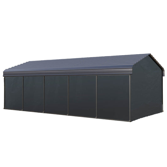 Summit Living 12 x 25 ft Steel Carport with Side Walls and Galvanized Metal Roof, Heavy Duty Outdoor Garage Car Shelter