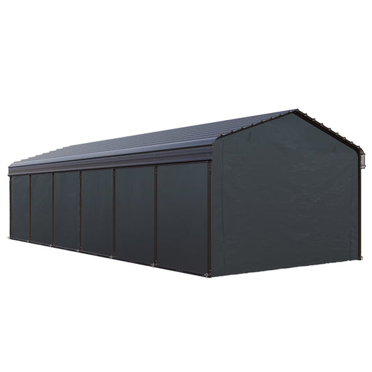 SUMMIT LIVING 12 x 30 ft Metal Carport with Galvanized Steel Panel Roof & Sidewalls, 2 Cars Heavy Duty Carport, Outdoor Garage Shelter for All Weather
