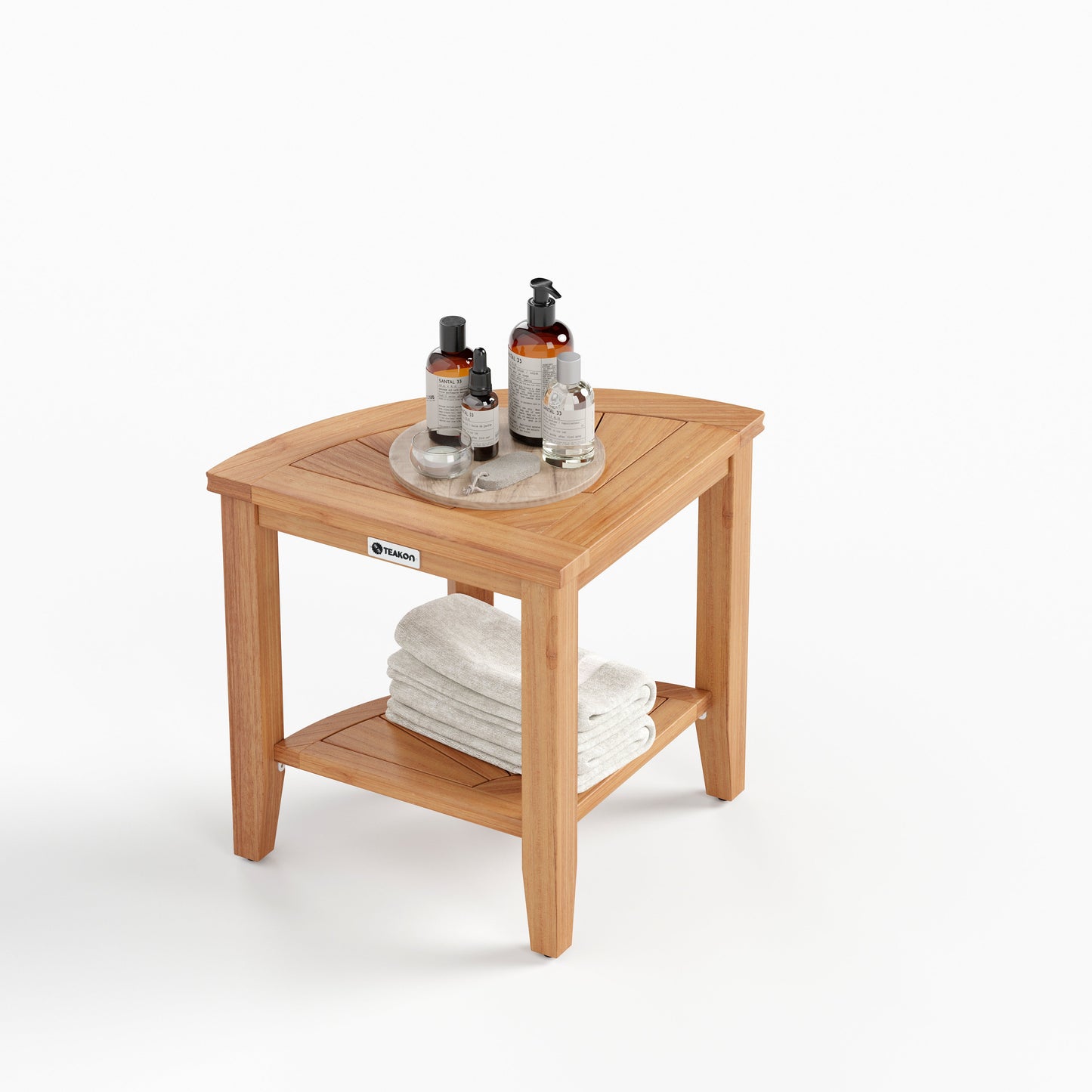 Summit Living 17 Inch 100 Percent Teak Wood Shower Stool,Bathroom Waterproof Shower Bench for Foot Rest