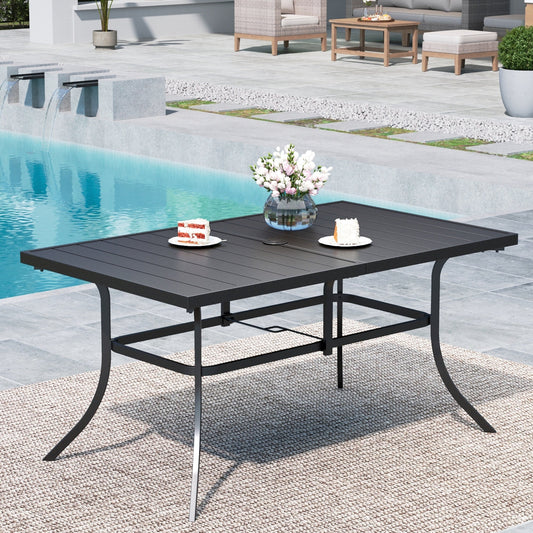 MF Studio Outdoor Rectangle Dining Table 60" Metal Table Suitable for 6 People, Black