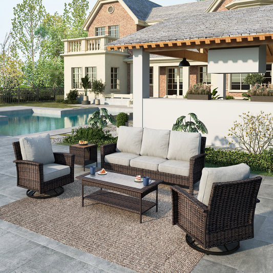 Summit-Living-5-Seat-Wicker-Patio-Furniture-Set-with-2-Swivel-Chairs-3-Seat-Sofa-with-2-pieces-Coffee-Table-Outdoor-Rattan- Sectional-Conversation-Set-Light-gray