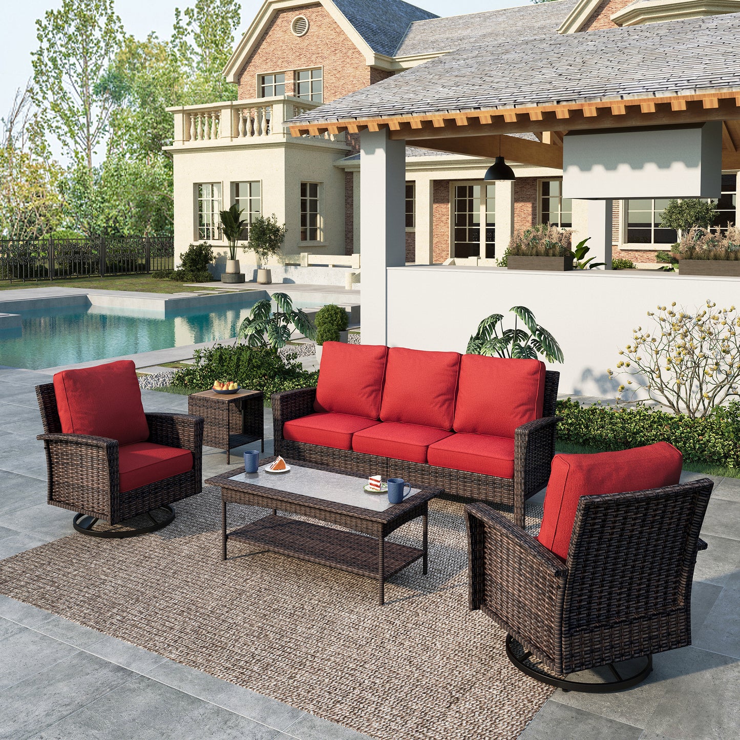 Summit-Living-5-Seat-Wicker-Patio-Furniture-Set-with-2-Swivel- Chairs-3-Seat-Sofa-with-2-pieces-Coffee-Table-Outdoor-Rattan- Sectional-Conversation-Set-Red