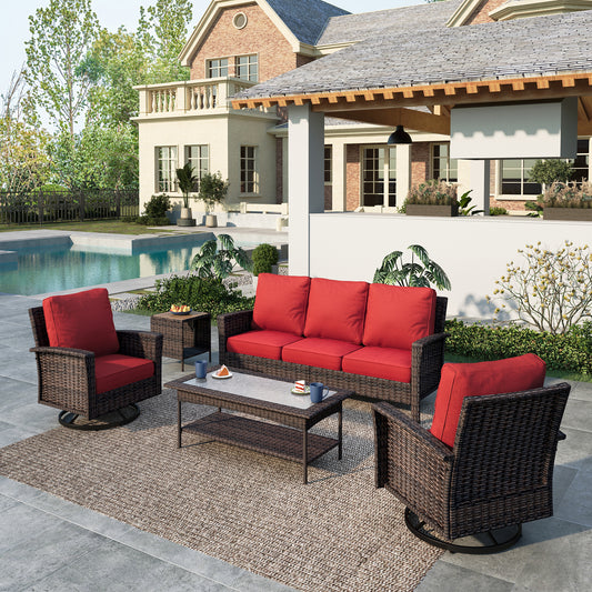 Summit-Living-5-Seat-Wicker-Patio-Furniture-Set-with-2-Swivel- Chairs-3-Seat-Sofa-with-2-pieces-Coffee-Table-Outdoor-Rattan- Sectional-Conversation-Set-Red