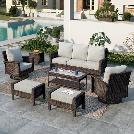 Summit-Living-7-Seat-Wicker-Patio-Furniture-Set-with-2-Swivel- Chairs-3-Seat-Sofa-2-Coffee-Table-with-2-Ottoman-Outdoor- Sectional-Conversation-Set-Light-gray