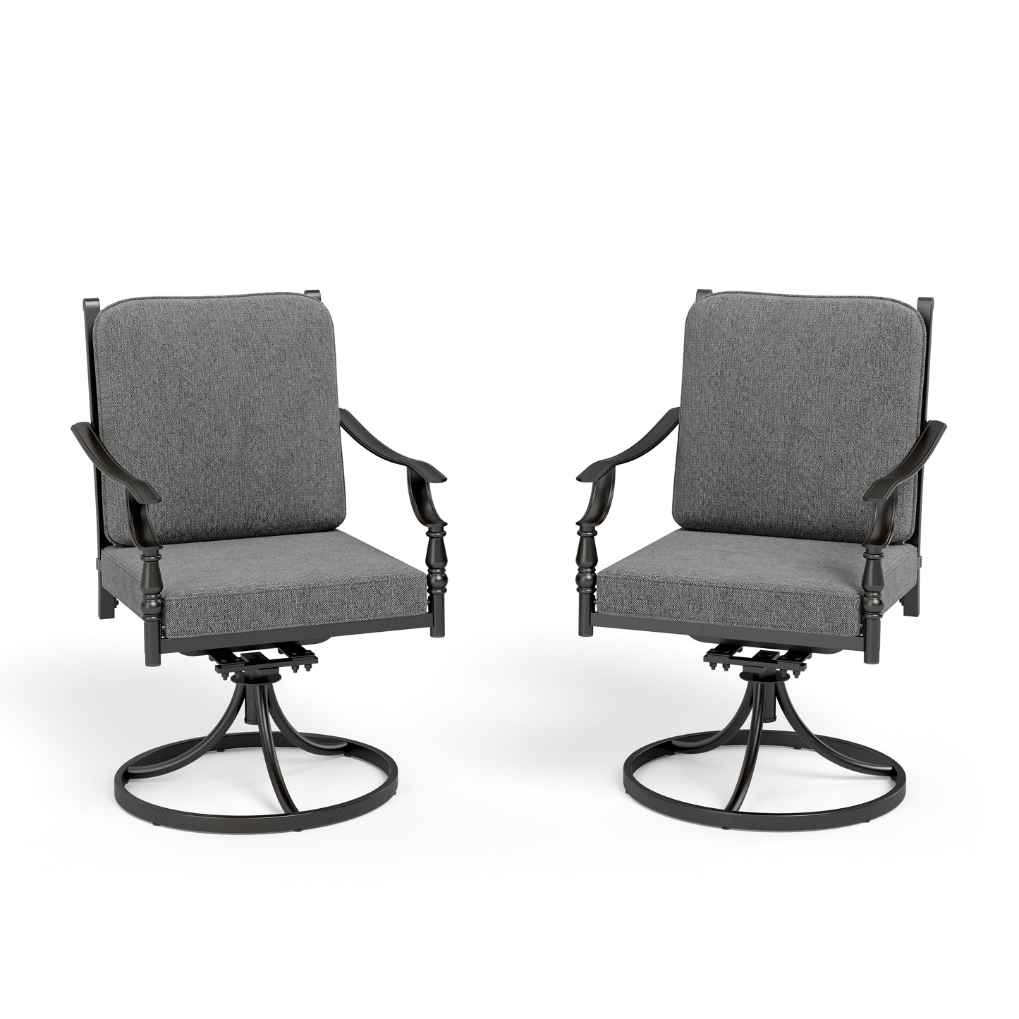 Summit Living Set of 2 Metal Swivel Outdoor Patio Dining Chairs with Cushion, Gray
