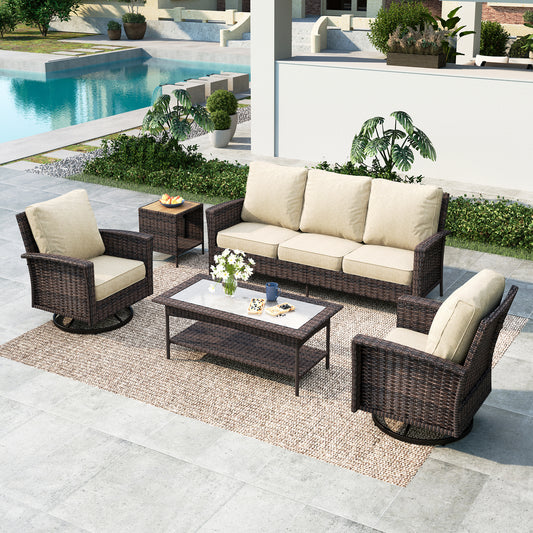 Summit-Living-5-Seat-Wicker-Patio-Furniture-Set-with-2-Swivel-Chairs-3-Seat-Sofa-with-2-pieces-Coffee-Table-Outdoor-Rattan-Sectional-Conversation-Set-Beige