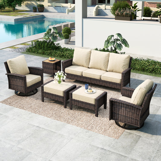 Summit-Living-7-Seat-Wicker-Patio-Furniture-Set-with-2-Swivel-Chairs-3-Seat-Sofa-with-2-Ottoman-1-Coffee-Table-Outdoor-Sectional-Conversation-Set-for-Garden-Beige
