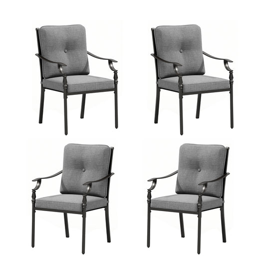 Summit Living Outdoor Patio Dining Chairs Set of 4, 4-Piece Metal Outdoor Patio Chairs with Cushion, Gray