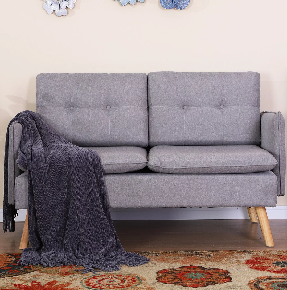 MF Studio 52" Modern Modular Loveseat Sofa with Solid Wood Frame for Living Room, Light Gray